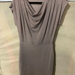 Ann Taylor Taupe Cowl Neck Midi Dress